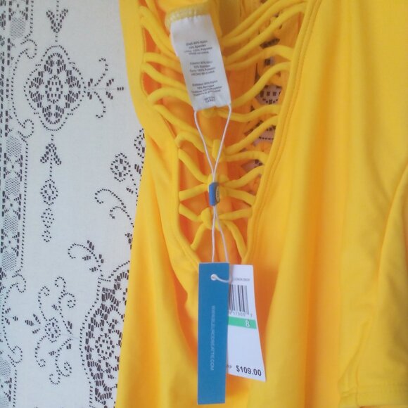 😎BLEU | ROD BEATTE Yellow Laced Front & Back Sexy 1 PC Swimsuit Size: 8 NWT - Picture 7 of 7